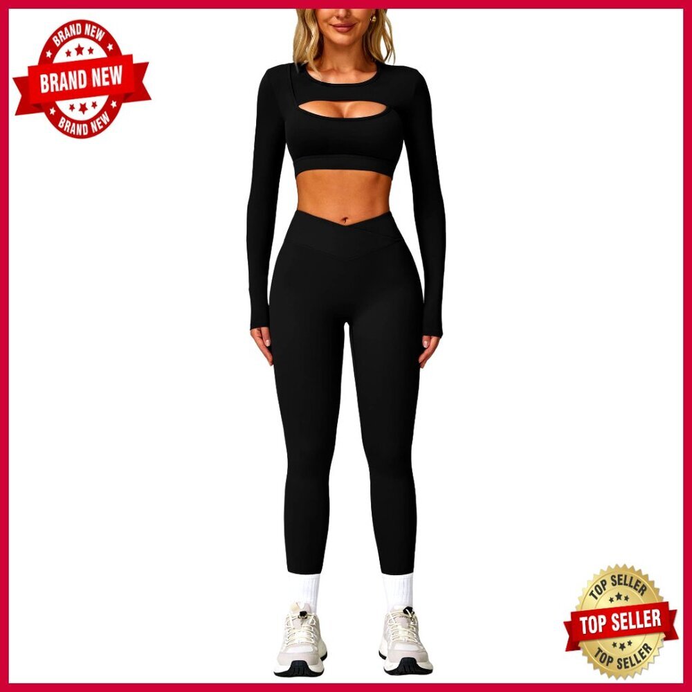 Seamless Long Sleeve Crop Top & High Waist Leggings Workout Set